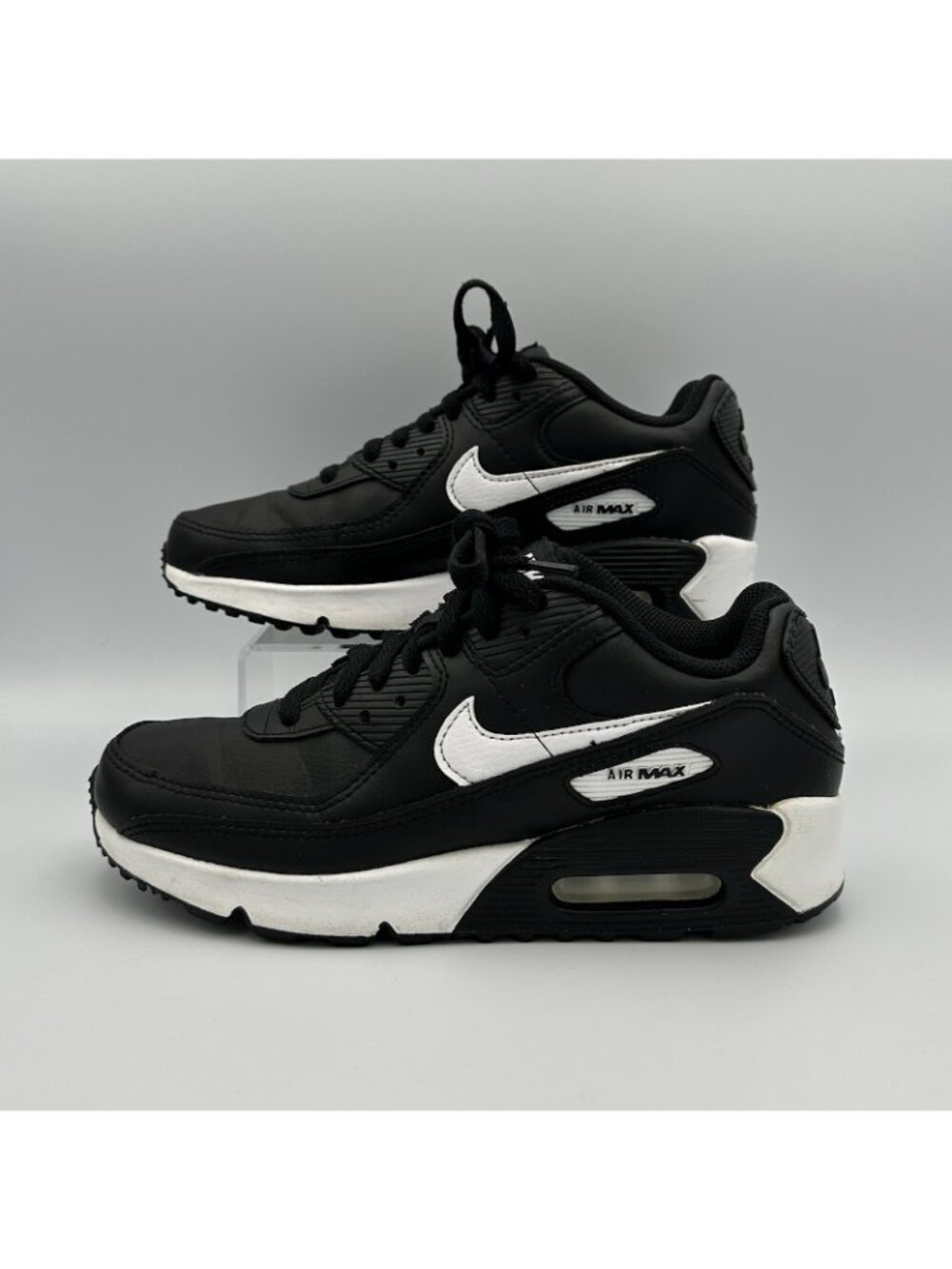 Nike Air Max 90 Youth Size 5.5Y Leather GS Black White Shoes Sneakers CD6864-010 - Picture 7 of 13
